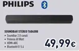 Unieuro PHILIPS SOUNDBAR STEREO TAB4000 offerta