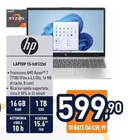 Unieuro hp LAPTOP 15-fc0122nl offerta