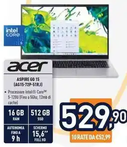 Unieuro acer ASPIRE GO 15 (AG15-72P-51RJ) offerta