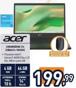 Unieuro acer CHROMEBOOK 314 (CB0A314-1HC5GY) offerta