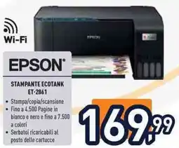 Unieuro EPSON STAMPANTE ECOTANK ET-2861 offerta