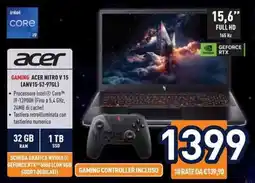 Unieuro acer GAMING ACER NITRO V 15 (ANV15-52-97GL) offerta