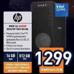 Unieuro hp OMEN 16L GAMING DESKTOP TG03-0016NL offerta