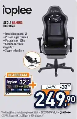 Unieuro ioplee SEDIA GAMING HC7009X offerta