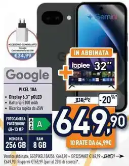 Unieuro Gemini Google PIXEL 10A offerta