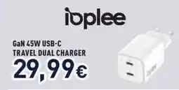 Unieuro ioplee GaN 45W USB-C TRAVEL DUAL CHARGER offerta