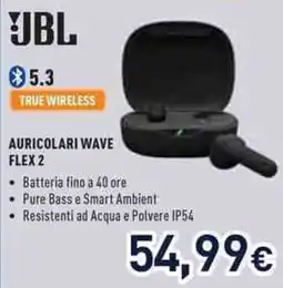 Unieuro JBL Auricolari wave flex 2 offerta