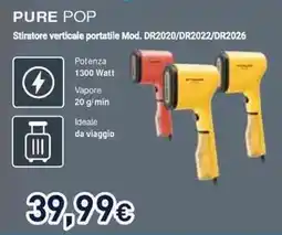 Unieuro Rowenta PURE POP Stiratore verticale portatile Mod. DR2020/DR2022/DR2026 offerta