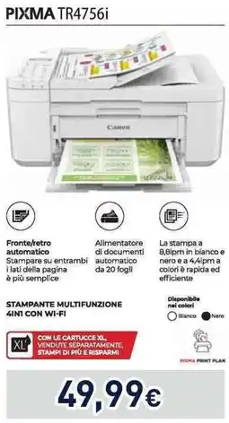 Unieuro Canon PIXMA TR4756i stampante multifunzione 4in1 con wi-fi offerta