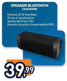 Unieuro PHILIPS SPEAKER BLUETOOTH TAS2000BK offerta