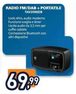 Unieuro PHILIPS RADIO FM/DAB+ PORTATILE TAV2000DB offerta
