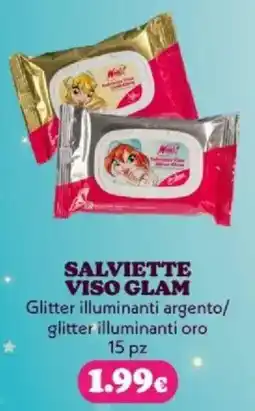 Tigotà SALVIETTE VISO GLAM Glitter illuminanti argento/ glitter illuminanti oro 15 pz offerta