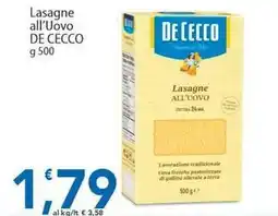 Sidis Lasagne all'Uovo DE CECCO offerta