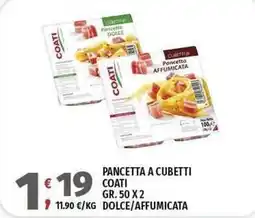 Vivo Supermercati Pancetta a cubetti coati dolce/affumicata offerta