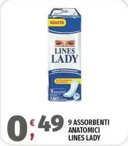 Vivo Supermercati 9 assorbenti anatomici LINES LADY offerta