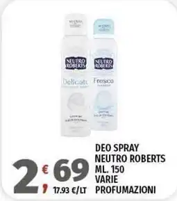 Vivo Supermercati Deo spray NEUTRO ROBERTS offerta