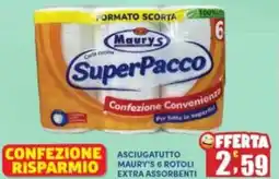 Maury's Asciugatutto maury's 6 rotoli extra assorbenti offerta