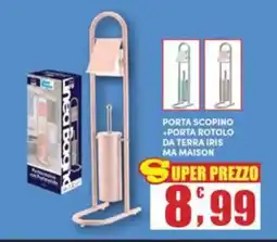 Maury's Porta scopino +porta rotolo da terra iris ma maison offerta