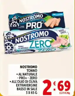 Deco Supermercati Nostromo tonno al naturale, all'olio di oliva extravergine basso in sale offerta