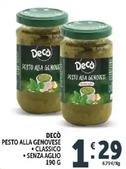 Deco Supermercati Decò pesto alla genovese classico, senza aglio offerta