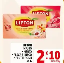 Deco Supermercati Lipton infuso menta, pesca e ibisco, frutti rossi offerta