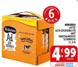 Deco Supermercati Arborea latte alta digeribilità uht parzialmente scremato offerta