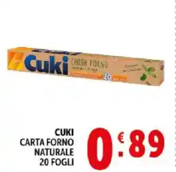 Deco Supermercati Cuki carta forno naturale 20 fogli offerta