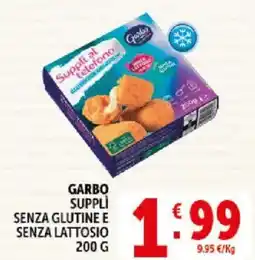 Deco Supermercati Garbo supplì senza glutine e senza lattosio offerta