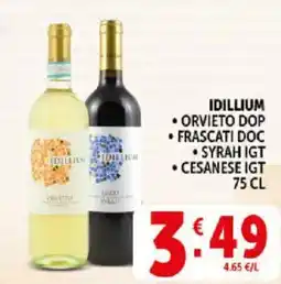 Deco Supermercati Idillium orvieto dop, frascati doc, syrah igt, cesanese igt offerta