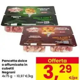 Interspar Pancetta dolce o affumicata in cubetti Negroni offerta