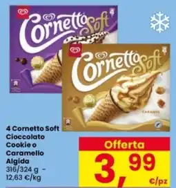 Interspar 4 Cornetto Soft Cioccolato Cookie o Caramello Algida offerta