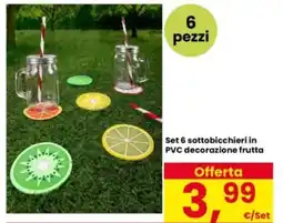 Interspar Set 6 sottobicchieri in PVC decorazione frutta offerta