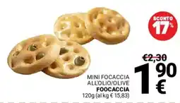 Supermercati Gulliver Mini focaccia all'olio/olive FOOCACCIA offerta