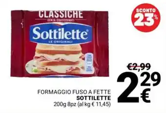 Supermercati Gulliver Formaggio fuso a fette SOTTILETTE offerta