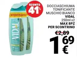 Supermercati Gulliver Docciaschiuma tonificante muschio bianco VIDAL offerta