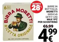 Supermercati Gulliver Birre in bottiglia MORETTI offerta