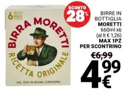 Supermercati Gulliver Birre in bottiglia MORETTI offerta