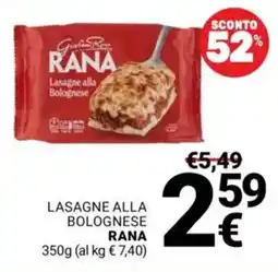 Supermercati Gulliver Lasagne alla bolognese RANA offerta
