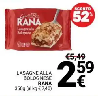 Supermercati Gulliver Lasagne alla bolognese RANA offerta