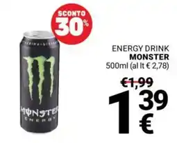 Supermercati Gulliver Energy drink MONSTER offerta