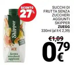 Supermercati Gulliver Succhi di frutta senza zuccheri aggiunti skipper ZUEGG offerta