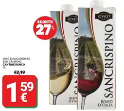 Supermercati Gulliver Vino bianco/rosso san crispino i CANTINE RONCO offerta