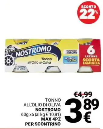 Supermercati Gulliver Tonno all'olio di oliva NOSTROMO offerta