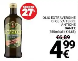 Supermercati Gulliver Olio extravergine di oliva terre antiche DANTE offerta