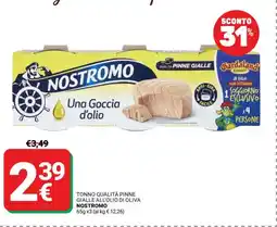 Supermercati Gulliver Tonno qualità pinne gialle all'olio di oliva NOSTROMO offerta