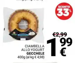 Supermercati Gulliver Ciambella allo yogurt GECCHELE offerta