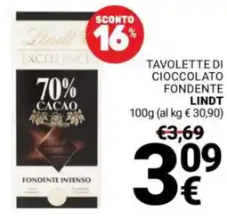 Supermercati Gulliver Tavolette di cioccolato fondente LINDT offerta
