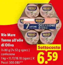 Lidl Rio Mare Tonno all'olio di Oliva offerta