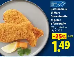 Lidl Gastronomia di Mare Due cotolette di pesce e formaggio offerta