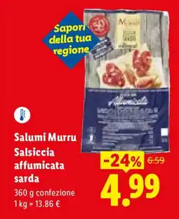 Lidl Salumi Murru Salsiccia affumicata sarda offerta